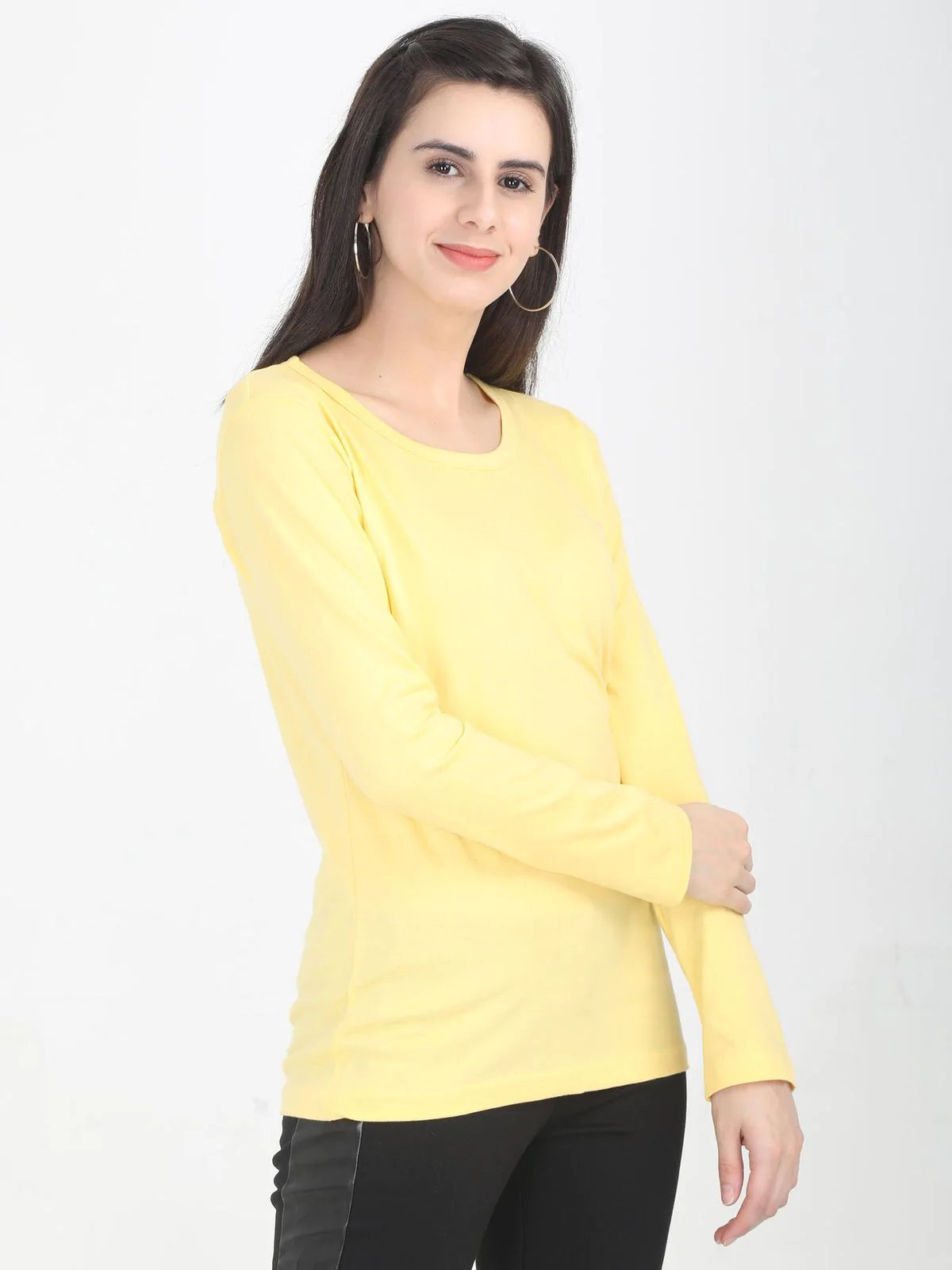 Yellow full sleeves t shirt sales for womens