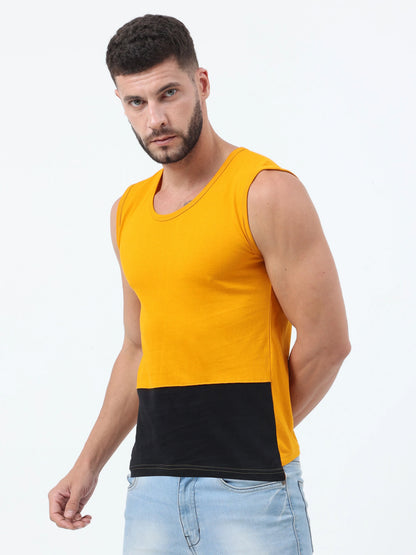 Fleximaa Men's Cotton Color Block Sleeveless T-Shirt - fleximaa-so