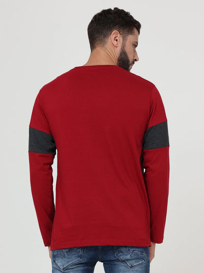 Fleximaa Men's Cotton Round Neck Color Block Full Sleeve T-Shirt - fleximaa-so