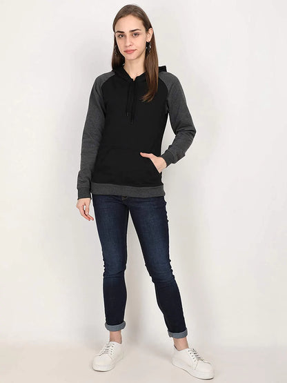 FLEXIMAA Women's Cotton Color Block Raglan Full Sleeve Sweatshirt/Hoodies - fleximaa-so