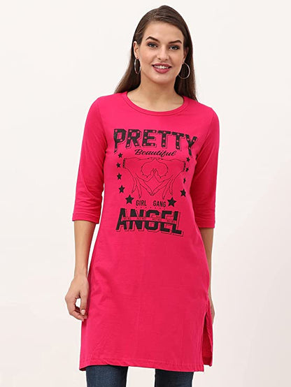 Fleximaa Womens Cotton Printed 3/4 Sleeve Long Top With Slit Pack of 2 - fleximaa-so