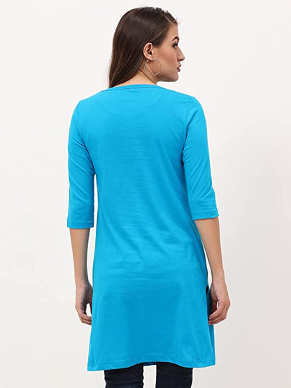 Fleximaa Womens Cotton Printed 3/4 Sleeve Long Top With Slit Pack of 2 - fleximaa-so