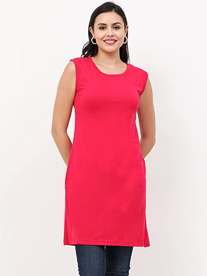 Fleximaa Womens Cotton Plain Sleeveless Long Top Multi Color (Pack of 2) - fleximaa-so