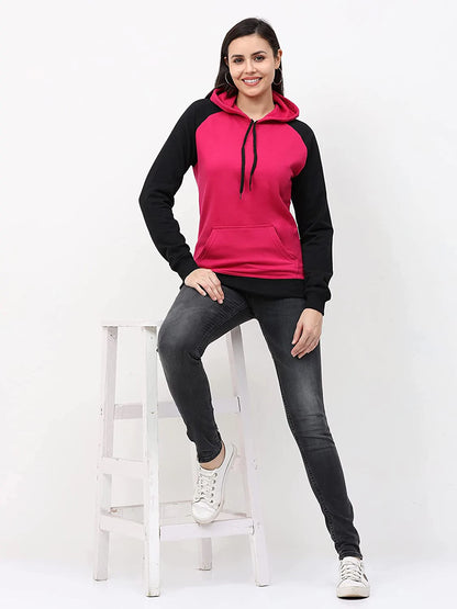 FLEXIMAA Women's Cotton Color Block Raglan Full Sleeve Sweatshirt/Hoodies - fleximaa-so