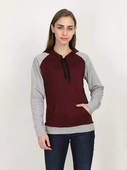 FLEXIMAA Women's Cotton Color Block Raglan Full Sleeve Sweatshirt/Hoodies - fleximaa-so