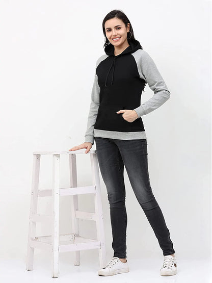 FLEXIMAA Women's Cotton Color Block Raglan Full Sleeve Sweatshirt/Hoodies - fleximaa-so