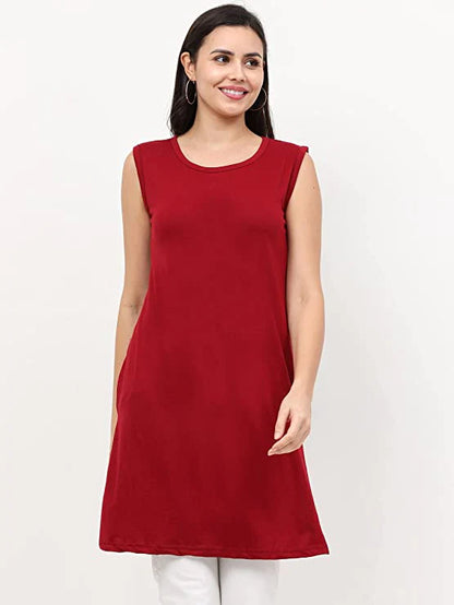 Fleximaa Womens Cotton Plain Sleeveless Long Top Multi Color (Pack of 2) - fleximaa-so