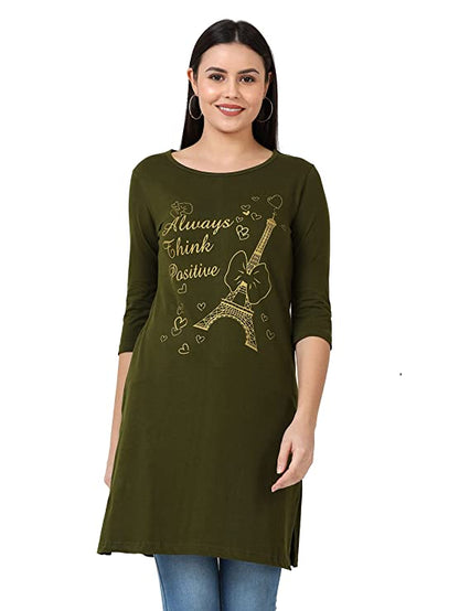 Fleximaa Womens Cotton Printed 3/4 Sleeve Long Top With Slit Pack of 2 - fleximaa-so