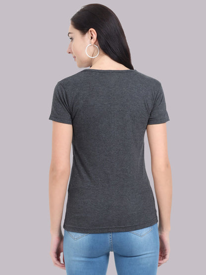 Fleximaa Women's Cotton Plain V Neck Half Sleeve T-Shirt - fleximaa-so