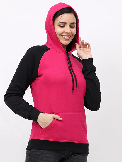 FLEXIMAA Women's Cotton Color Block Raglan Full Sleeve Sweatshirt/Hoodies - fleximaa-so
