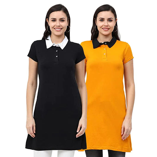 FLEXIMAA Women's Cotton Polo Neck Long Top (Pack of 2) - fleximaa-so