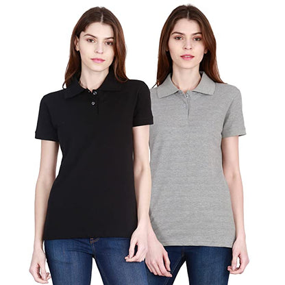 Fleximaa Women's Cotton Polo Neck Half Sleeve T-Shirt (Pack of 2) - fleximaa-so