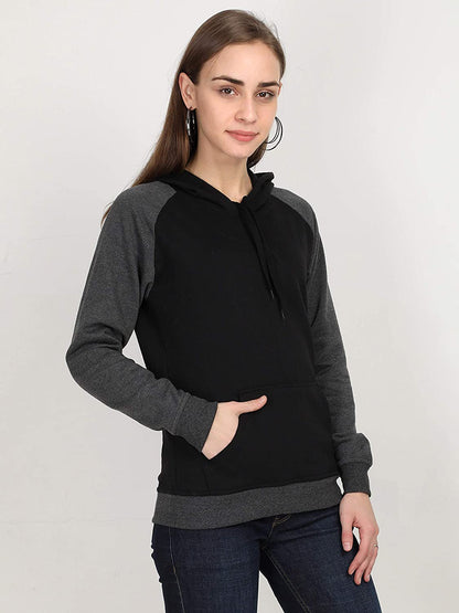 FLEXIMAA Women's Cotton Color Block Raglan Full Sleeve Sweatshirt/Hoodies - fleximaa-so