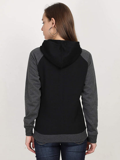 FLEXIMAA Women's Cotton Color Block Raglan Full Sleeve Sweatshirt/Hoodies - fleximaa-so