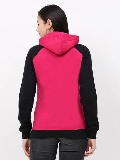 FLEXIMAA Women's Cotton Color Block Raglan Full Sleeve Sweatshirt/Hoodies - fleximaa-so