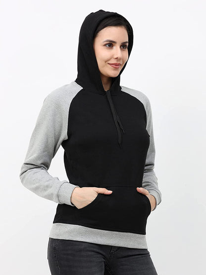 FLEXIMAA Women's Cotton Color Block Raglan Full Sleeve Sweatshirt/Hoodies - fleximaa-so