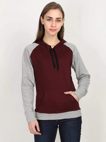 FLEXIMAA Women's Cotton Color Block Raglan Full Sleeve Sweatshirt/Hoodies - fleximaa-so