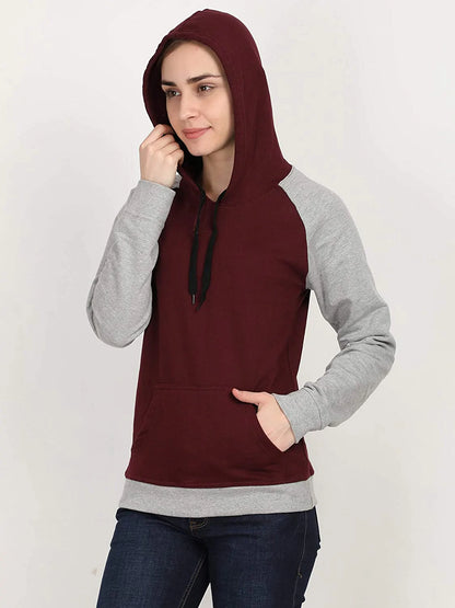 FLEXIMAA Women's Cotton Color Block Raglan Full Sleeve Sweatshirt/Hoodies - fleximaa-so