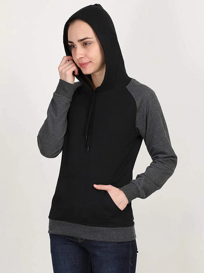 FLEXIMAA Women's Cotton Color Block Raglan Full Sleeve Sweatshirt/Hoodies - fleximaa-so