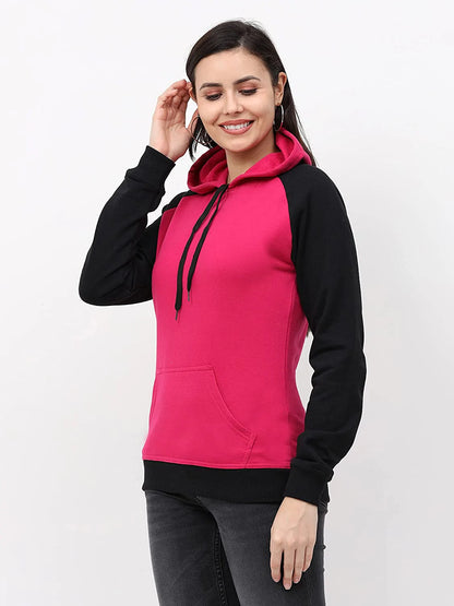 FLEXIMAA Women's Cotton Color Block Raglan Full Sleeve Sweatshirt/Hoodies - fleximaa-so