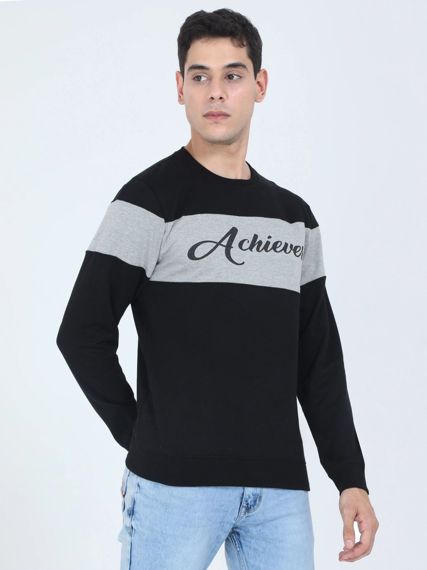 Fleximaa Men's Cotton Printed Color Block Sweatshirt - fleximaa-so