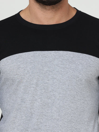 Fleximaa Men's Cotton Round Neck Color Block Full Sleeve T-Shirt - fleximaa-so