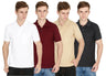 Men's Cotton Plain Polo Neck Half Sleeve T-Shirt - (Pack of 4)