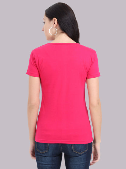 Fleximaa Women's Cotton Plain V Neck Half Sleeve T-Shirt-2 - fleximaa-so