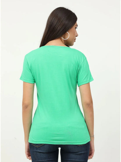 Fleximaa Women's Cotton Plain Round Neck Half Sleeve T-Shirt-2 - fleximaa-so