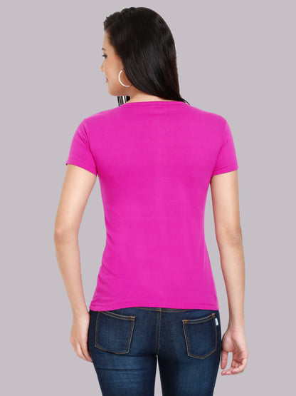 Fleximaa Women's Cotton Plain Round Neck Half Sleeve T-Shirt - fleximaa-so