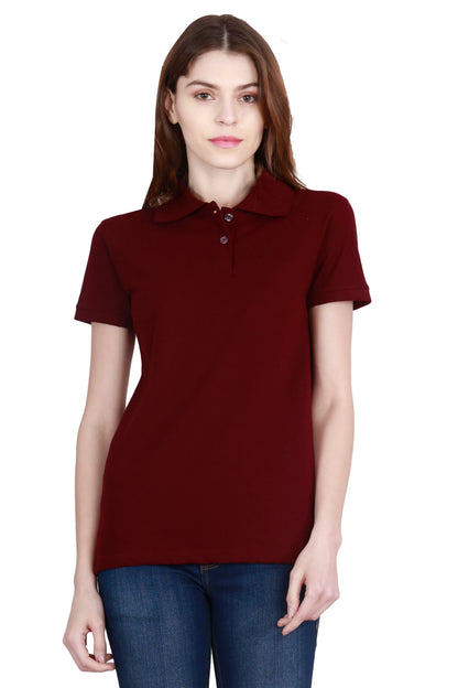Fleximaa Women's Cotton Plain Polo Neck T-Shirt - fleximaa-so