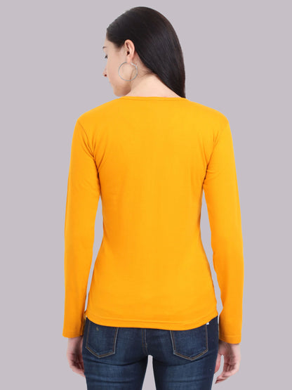 Fleximaa Women's Cotton Plain V Neck Full Sleeve T-Shirt - fleximaa-so
