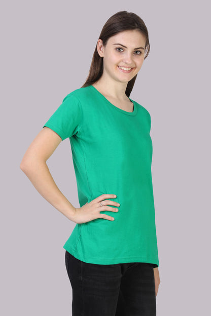 Fleximaa Women's Cotton Plain Round Neck Half Sleeve T-Shirt - fleximaa-so