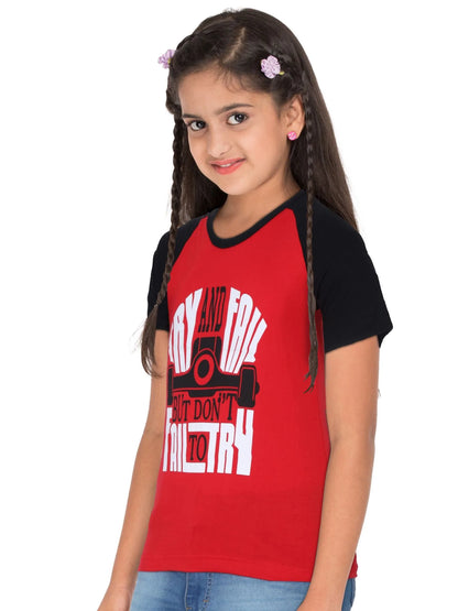 Fleximaa Boys & Girls Printed Raglan Half Sleeve T-Shirt - Fleximaa