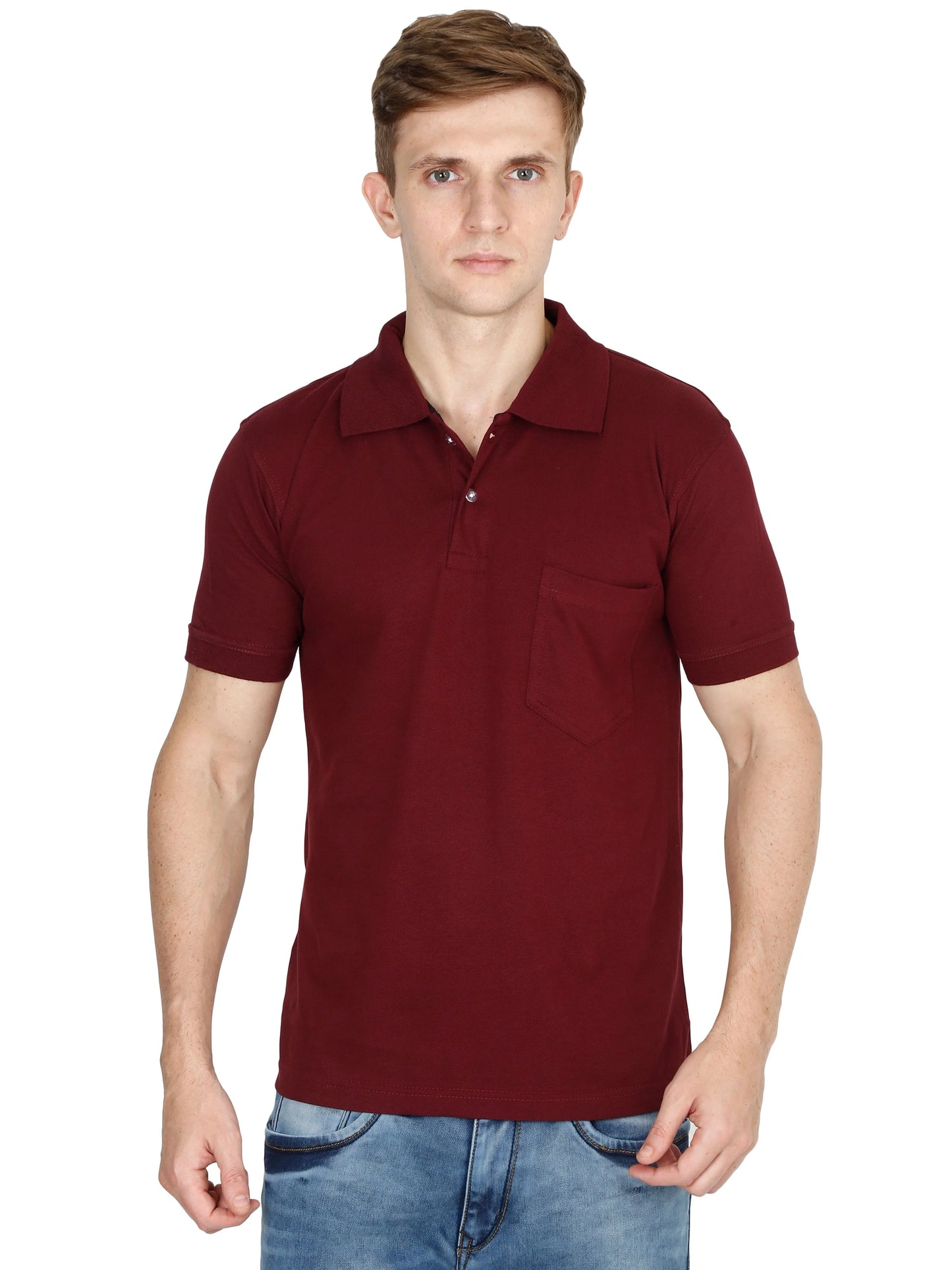 Fleximaa Men's Cotton Plain Polo Neck Half Sleeve T-Shirt (Pack of 4) - fleximaa-so