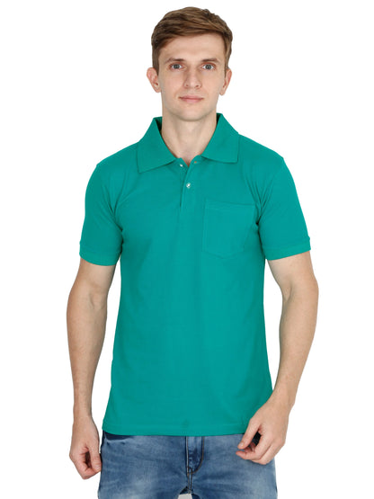 Fleximaa Men's Cotton Plain Polo Neck Half Sleeve T-Shirt - fleximaa-so