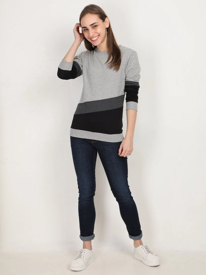Fleximaa Women's Cotton Color Block Full Sleeve Sweatshirt - fleximaa-so