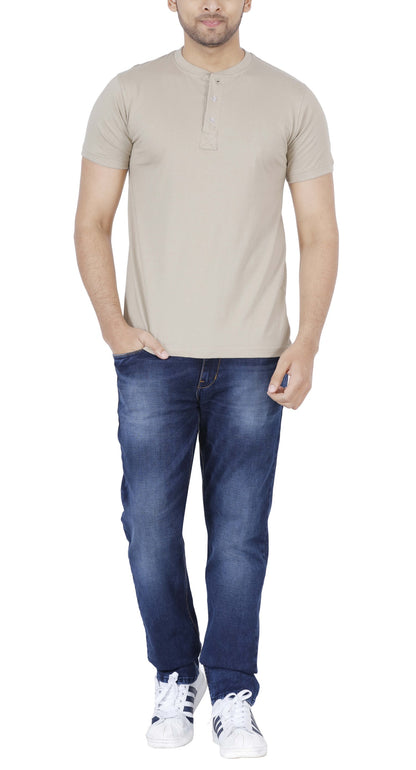 Men's Cotton Plain Henley Neck T-Shirt