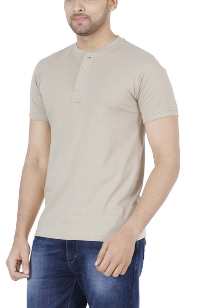 Men's Cotton Plain Henley Neck T-Shirt