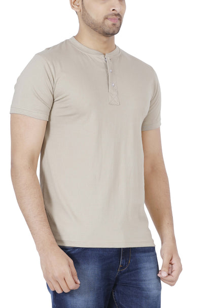 Men's Cotton Plain Henley Neck T-Shirt
