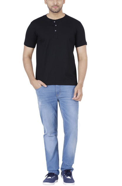Men's Cotton Plain Henley Neck T-Shirt