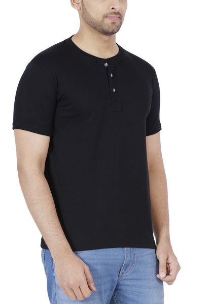 Men's Cotton Plain Henley Neck T-Shirt