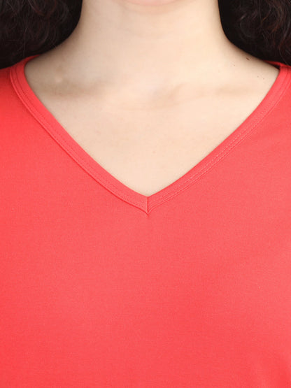 Fleximaa Women's Cotton Plain V Neck Full Sleeve T-Shirt - fleximaa-so