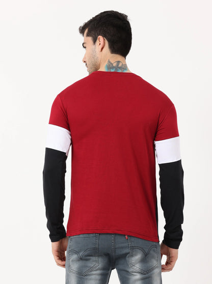 Fleximaa Men's Cotton Round Neck Color Block Full Sleeve T-Shirt - fleximaa-so