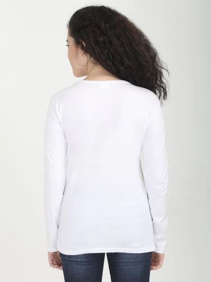 Fleximaa Women's Cotton Plain V Neck Full Sleeve T-Shirt-2 - fleximaa-so