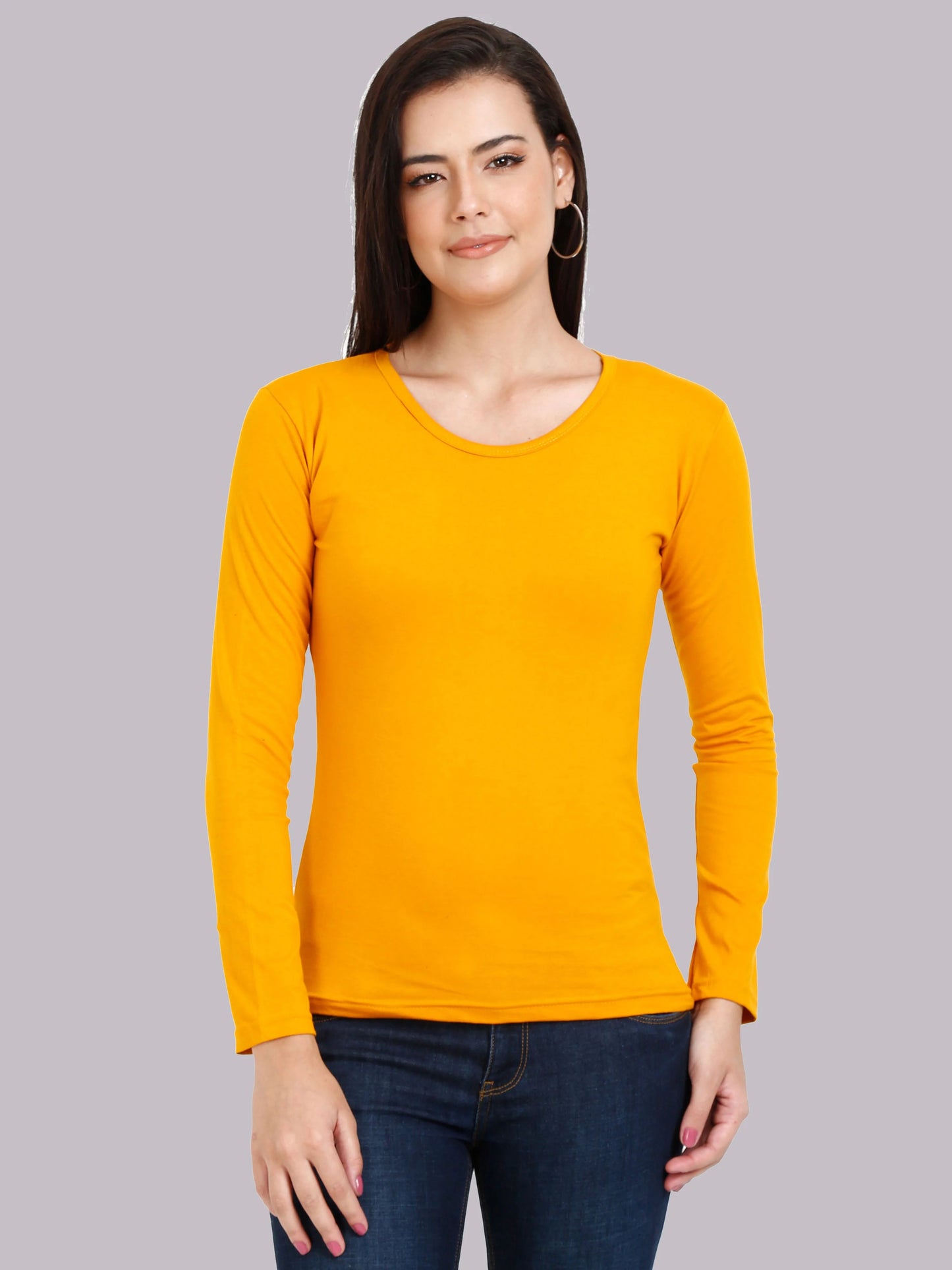Fleximaa Women's Cotton Plain Round Neck Full Sleeve T-Shirt (Pack of 2) - Fleximaa