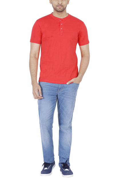 Men's Cotton Plain Henley Neck T-Shirt