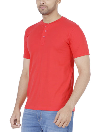 Men's Cotton Plain Henley Neck T-Shirt