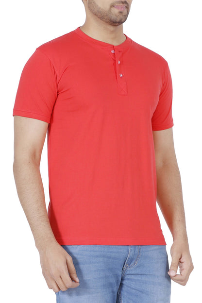 Men's Cotton Plain Henley Neck T-Shirt
