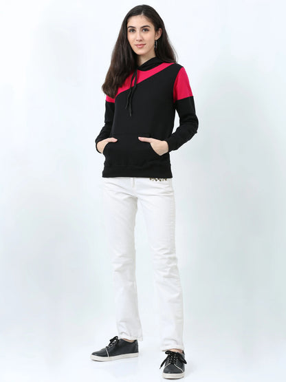 Fleximaa Womens Cotton Color Block Greyblack Sweatshirt Hoodies 3XL Size - fleximaa-so